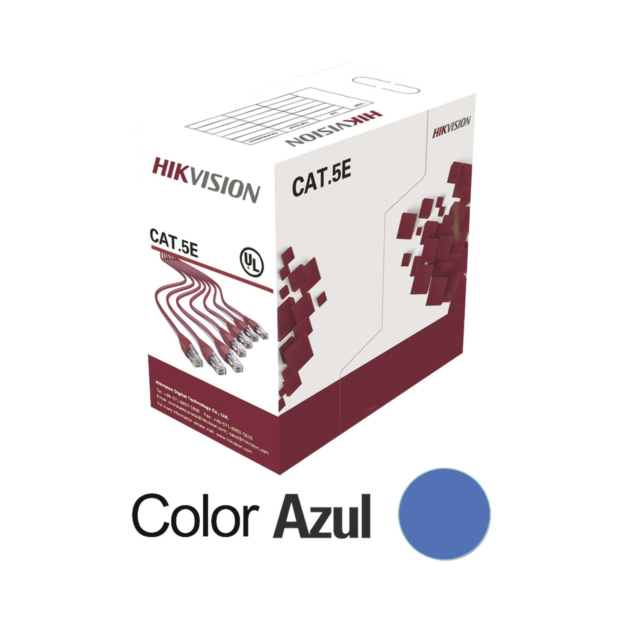 DS-1LN5E-SB|Bobina de Cable UTP 305 Metros / Cat5E (24 AWG) / Color Azul / PVC (CM) / Uso en Interior / 100% Cobre / Aplicaciones de CCTV y Redes de Datos